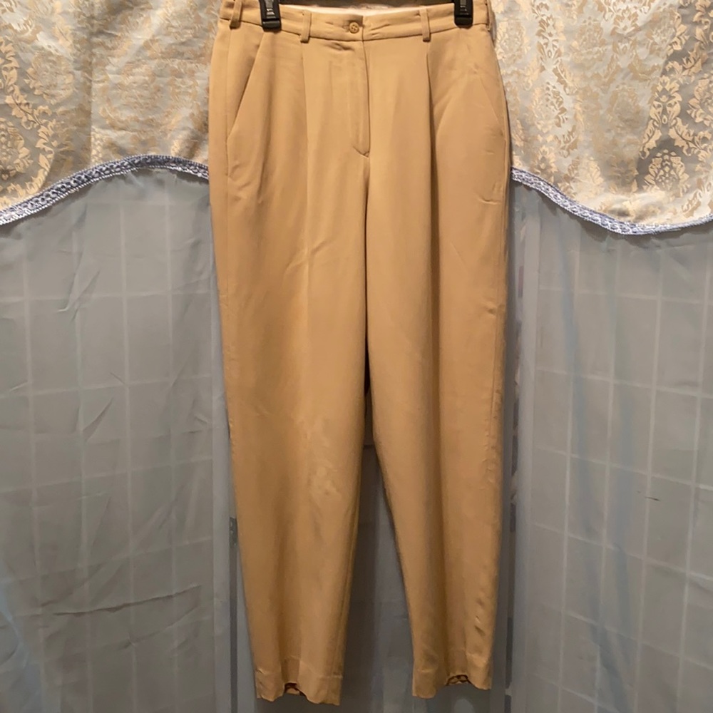 DKNY 100% WOOL TAN FULLY LINED PANTS SZ P12